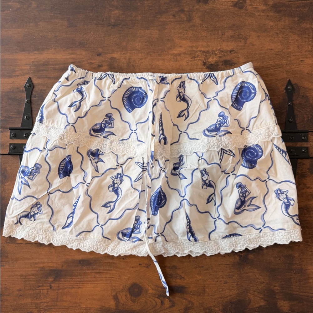 Blue and White Patterned Women's Skirt